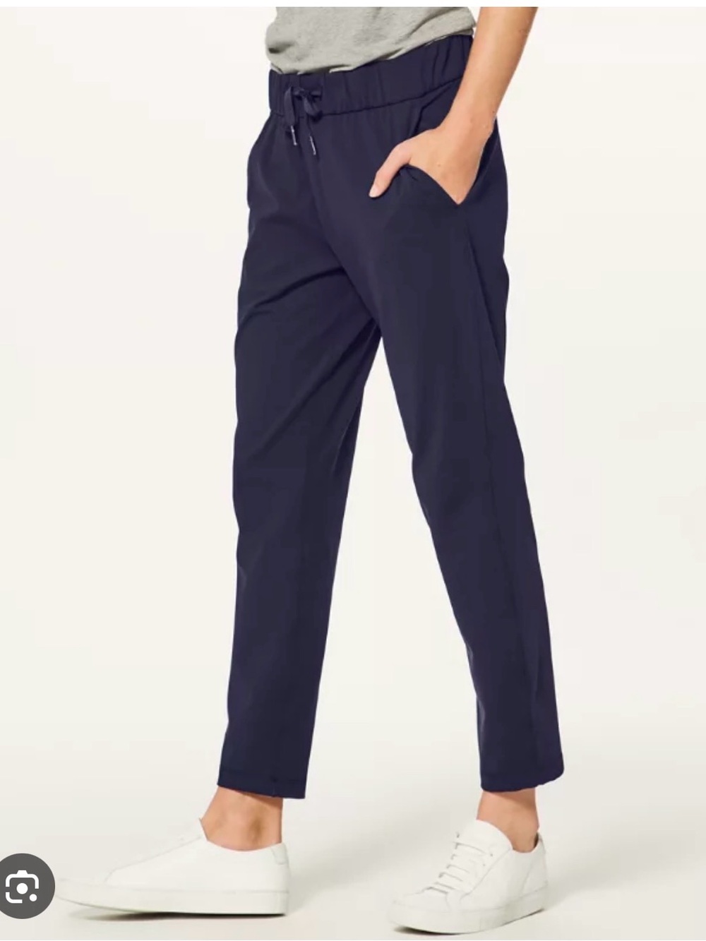 Lululemon Black On The Fly 7/8 Pants Stretch Slim Straight Leg Drawstring Size 4